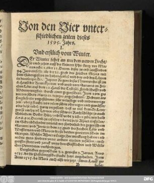 Von den Vier unterschiedlichen zeiten dieses 1595. Jahrs.
