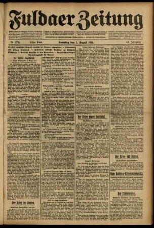 Erste Ausgabe vom Samstag, den 05. August 1916.