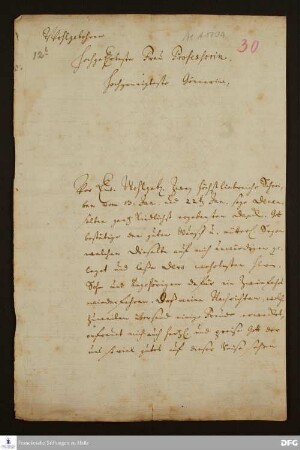 Brief von Johann Ulrich Christian Köppen an Anna Magdalena Francke.