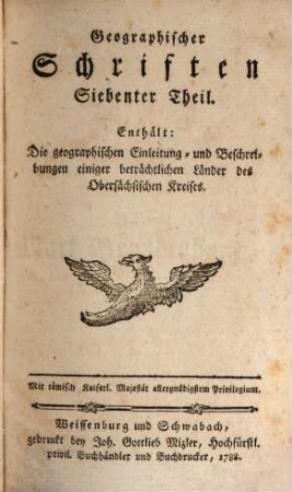 Neue Sammlung geographisch-historisch-statistischer Schriften. 7. 1788
