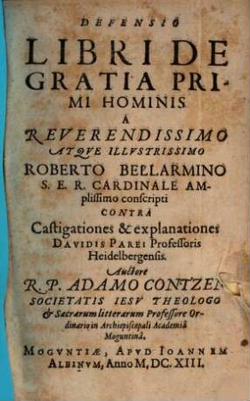 Defensio libri de gratia primi hominis