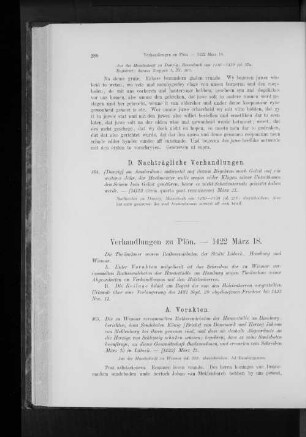Verhandlungen zu Plön. - 1422 März 18.