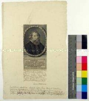 Porträt des evangelischen Theologen Conrad Dietrich mit handschriftlichen biographischen Ergänzungen