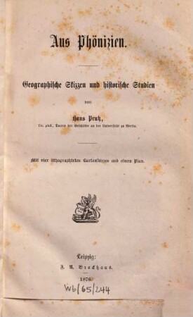 Aus Phönizien : geographische Skizzen und historische Studien