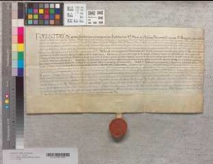 Die Äbtissin Felicitas von Eberstein bestätigt die Statuten des Kapitels von St. Johann und Dionys.