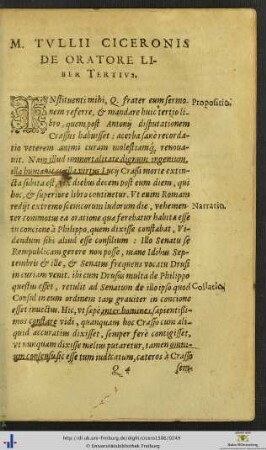 Marci Tullii Ciceronis De Oratore Liber Tertius