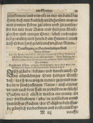 Dancksagung zu Gott dem heiligen Geist.