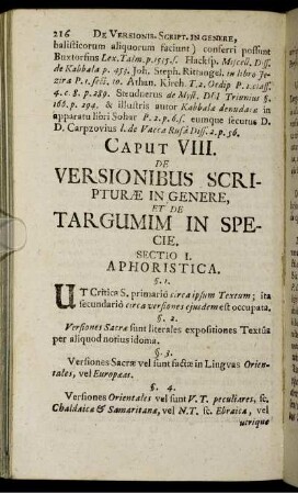 Caput VIII. De Versionibus Scripturae In Generae, Et De Targumim In Specie.