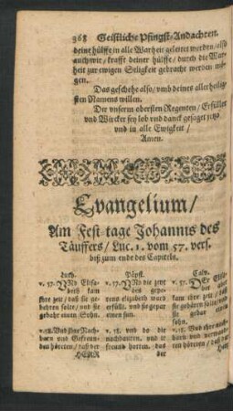 Evangelium/ Am Fest-tage Johannis des Täuffers