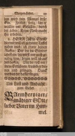 Um Lust und Andacht zum Gebet.