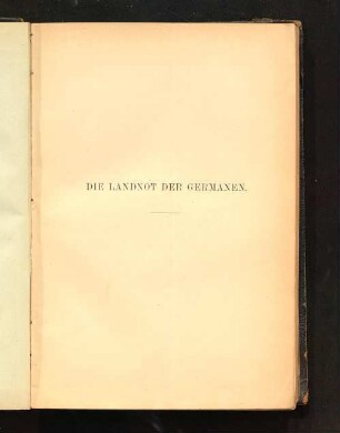 Die Landnot der Germanen
