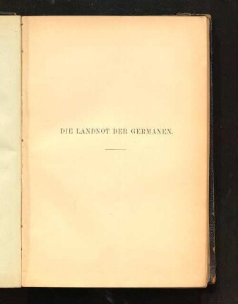 Die Landnot der Germanen