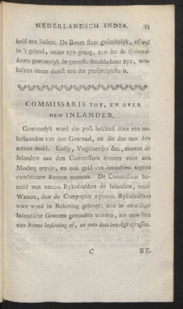 Commissaris tot, en over den inlander