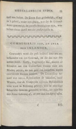 Commissaris tot, en over den inlander