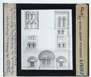 Vézelay, Ste-Marie-Madeleine : Aufriss Westfassade
