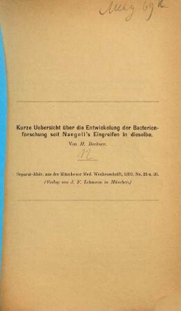 Kleine medizinische Abhandlungen : Separatabdrucke aus der Münchener medizinischen Wochenschrift, 12