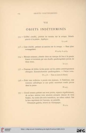 VII. Objets indéterminés (No. 772 - 783)