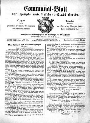 No. 31: No. 31, 20.Juli 1862