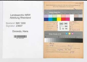 Entnazifizierung Hans Dorando, geb. 15.02.1906 ()