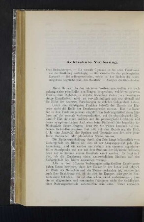 Achtzehnte Vorlesung.