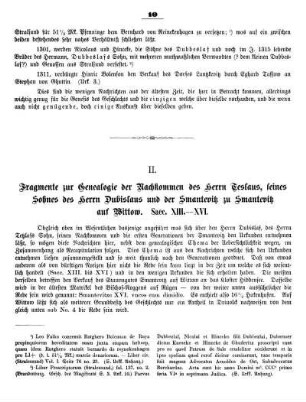 II. Fragmente zur Genealogie der Nachkommen des Herrn Teslaus, seines Sohnes des Herrn Dubislaus und der Smantevitz zu Smantevitz zu Wittow