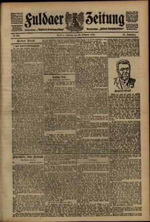 Erste Ausgabe vom Freitag, den 23. Oktober 1908.