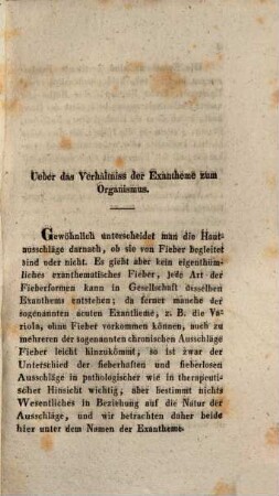 Über das Verhältniss der Exantheme zum Organismus : Inaug.-Diss.
