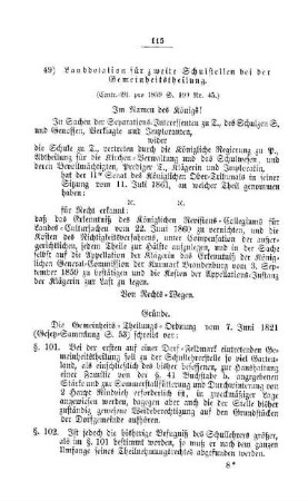 Landdotation für zweite Schulstellen bei der Gemeinheitstheilung : [V. Elementarschulwesen]