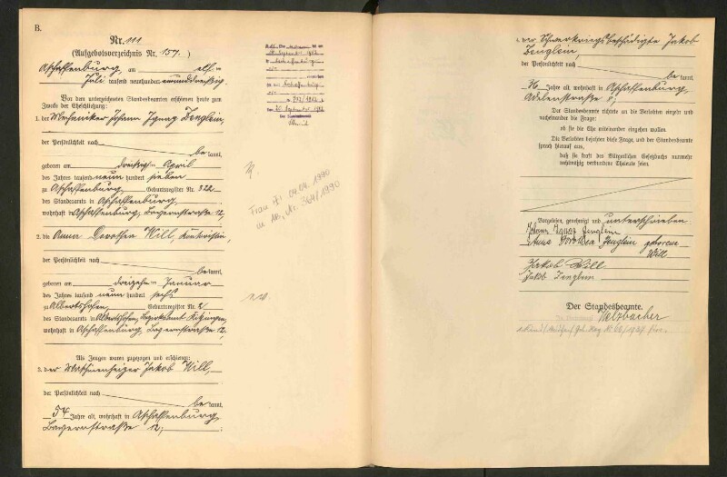 Standesamtsbuch der Stadt Aschaffenburg: Eheschließungen 252/1930 - 130/1931