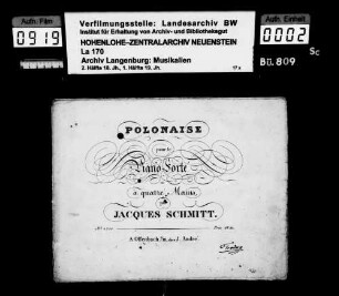 Jakob (Jacques) Schmitt (1803-1853): Polonaise / pour le / Piano-Forte / à quatre mains / par / Jacques Schmitt à Offenbach s/m, chez J. André Besitzvermerk: Feodora