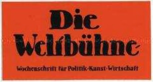 Werbeaufkleber für die Zeitschrift "Weltbühne"