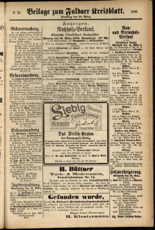 Zweite Ausgabe vom Dienstag, den 10. März 1896.