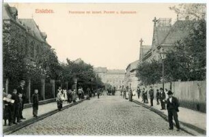 Eisleben. Poststraße mit Postamt und Gymnasium