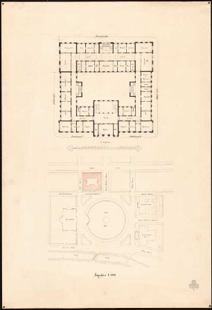 Ministerial-Dienstgebäude West, Straßburg Projekt II: Lageplan mit Grundriss 2.OG