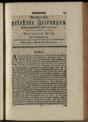 Neunzehntes Stück, den 10ten May 1794.