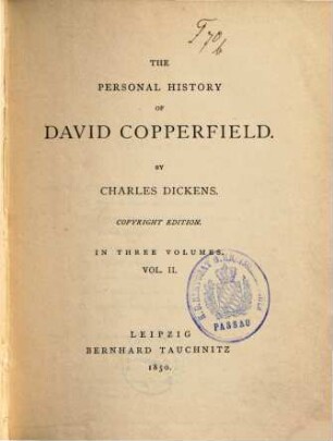 The personal history of David Copperfield : in three volumes. 2