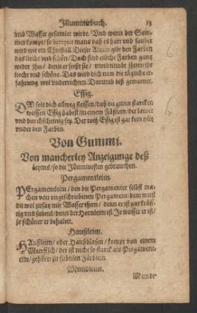 Von Gummi. Von mancherley Anzeigunge deß Leyms/ so die Illuministen gebrauchen.