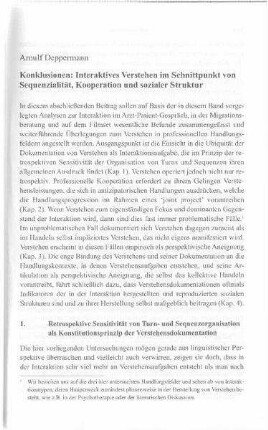 Konklusionen: Interaktives Verstehen im Schnittpunkt von Sequenzialität, Kooperation und sozialer Struktur