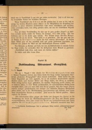 Kapitel III: Mobilmachung. Abtransport. Grenzschutz
