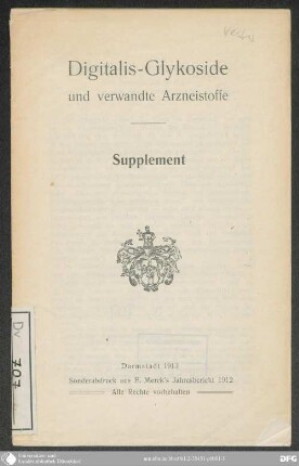 Supplement: Digitalis-Glykoside und verwandte Arzneistoffe