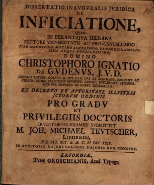 Dissertatio inauguralis iuridica de inficiatione