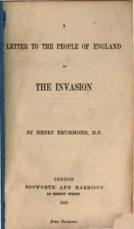 A letter to the people of England on the invasion