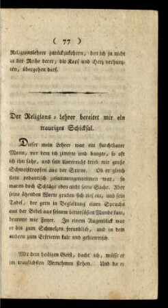 Der Religions-Lehrer bereitet mir ein trauriges Schicksal