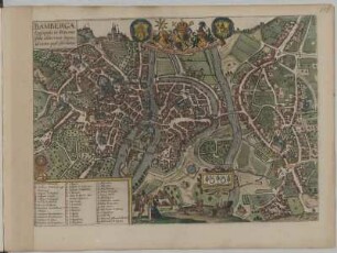 Vogelschaukarte der Stadt Bamberg, Kupferstich, um 1617