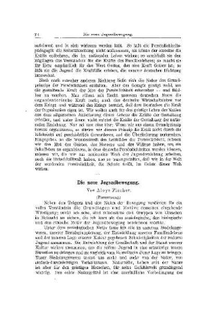 Die neue Jugendbewegung : (Fortsetzung)