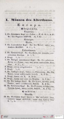 I. Münzen des Alterthums (Nr. 1-5021)