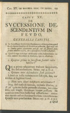 Caput XV. De Successione Descendentium In Feudo