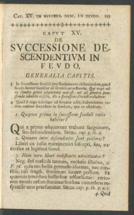 Caput XV. De Successione Descendentium In Feudo