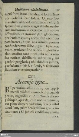 XXII. Accenso igne