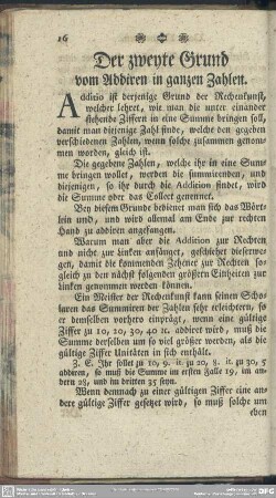 Der zweyte Grund vom Addiren in ganzen Zahlen